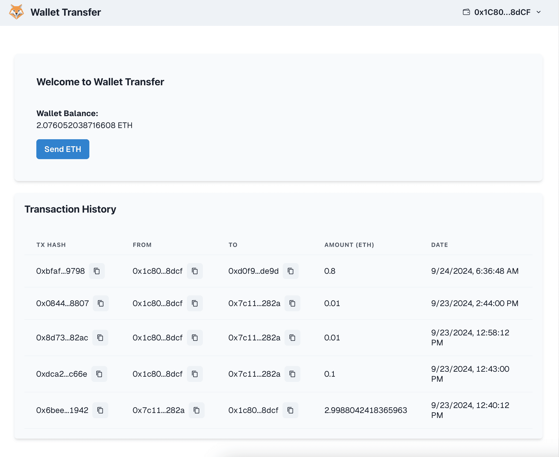 DApp Wallet Transfer