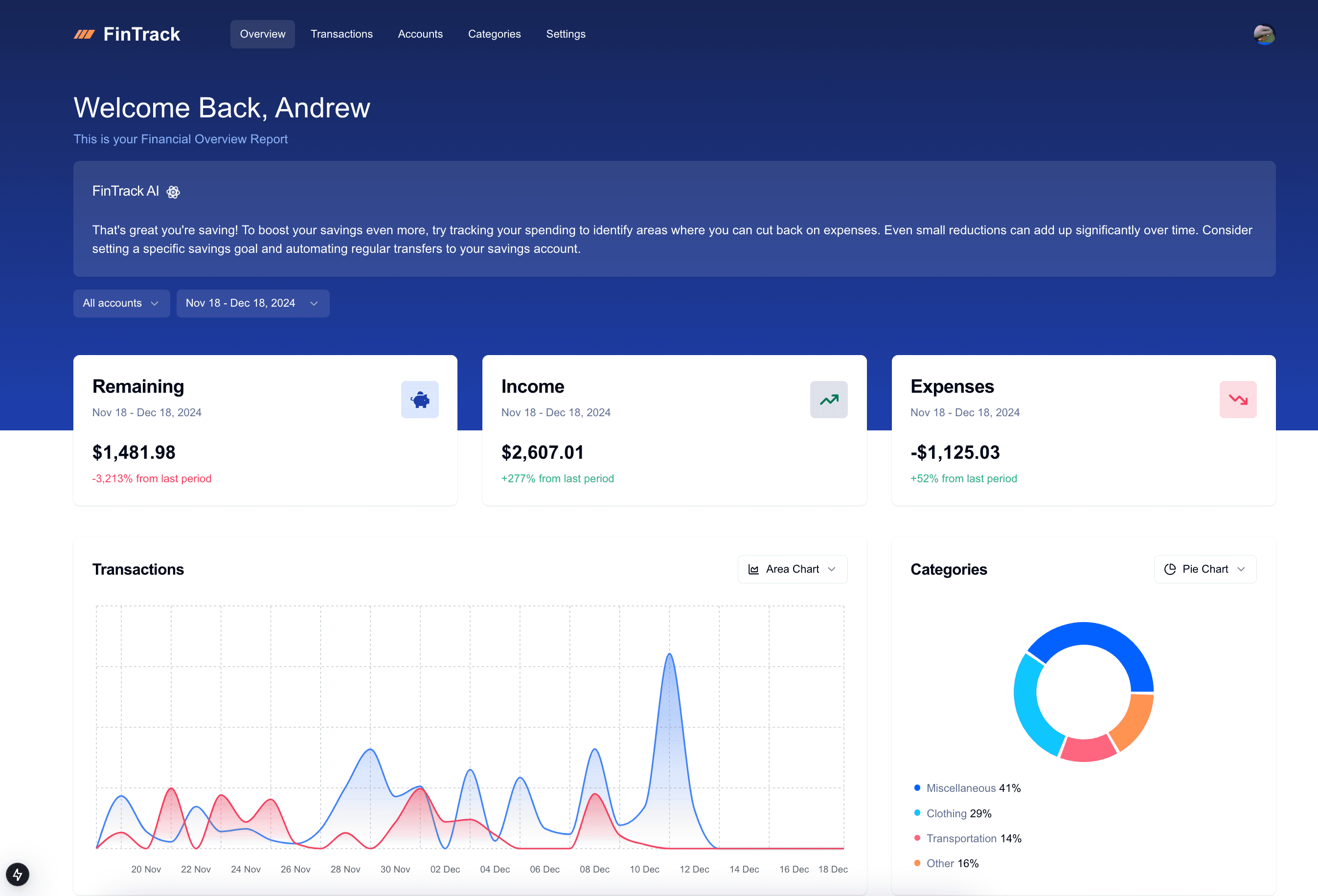 FinTrack Web App